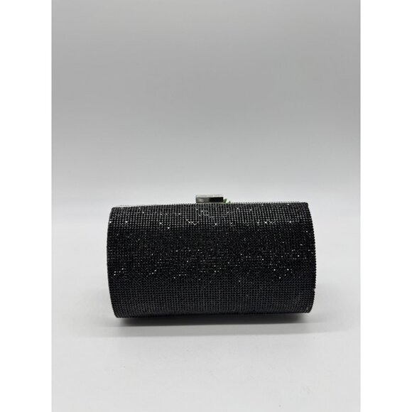 INC Ranndi embellished crystal women's clutch minaudiere evening bag - BLACK - Picture 3 of 9